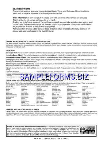 Death Certificate Sample pdf free